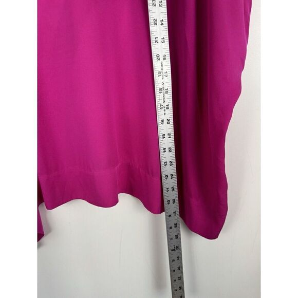 Diane von Furstenberg Small Hanky Crepe Silk Boxy Oversized Blouse Berry - Picture 6 of 7